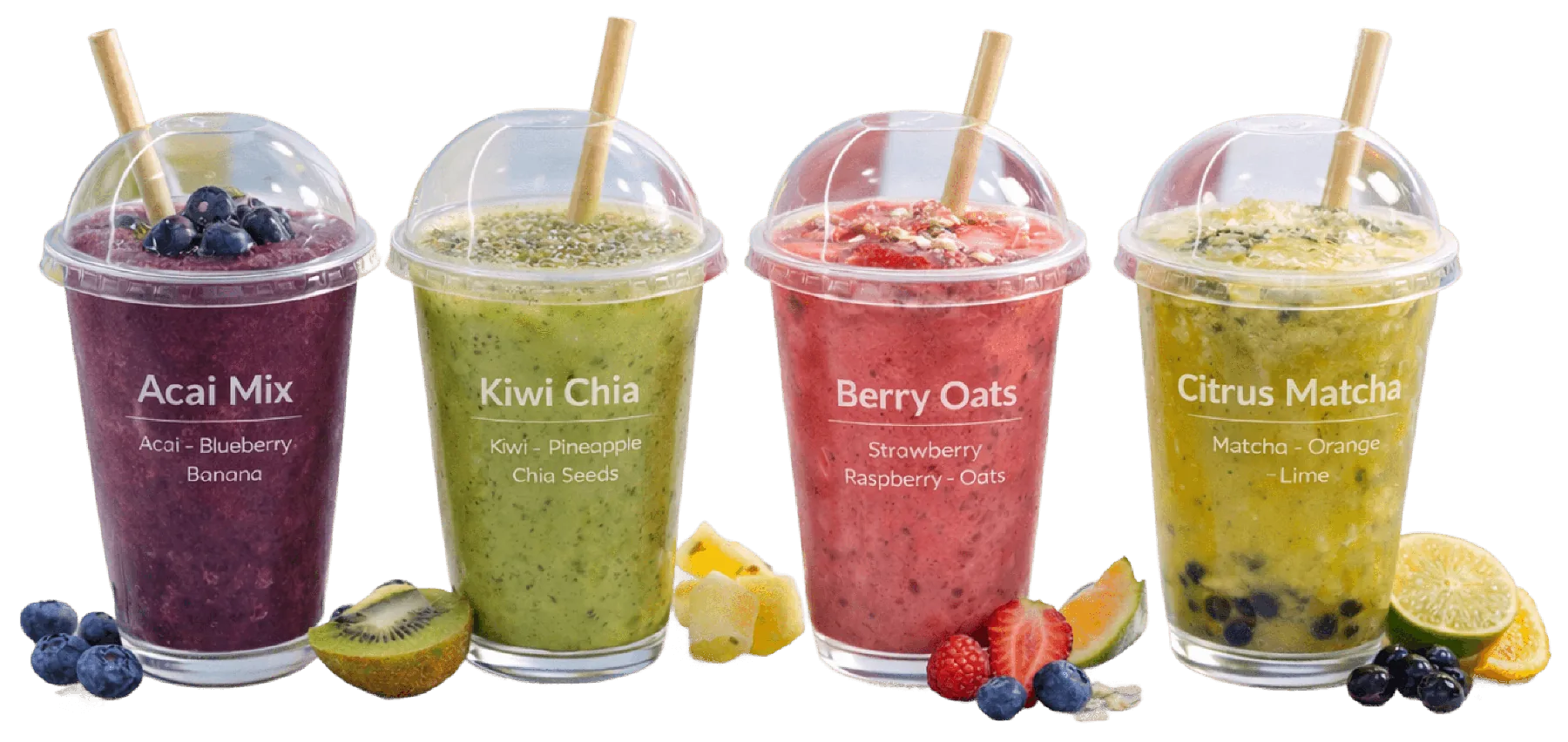 Acai Mix, Kiwi Chia, Berry Oats, Citrus Matcha смүүтинүүд